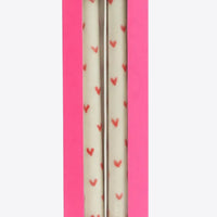 Red Hearts Taper Candles in white