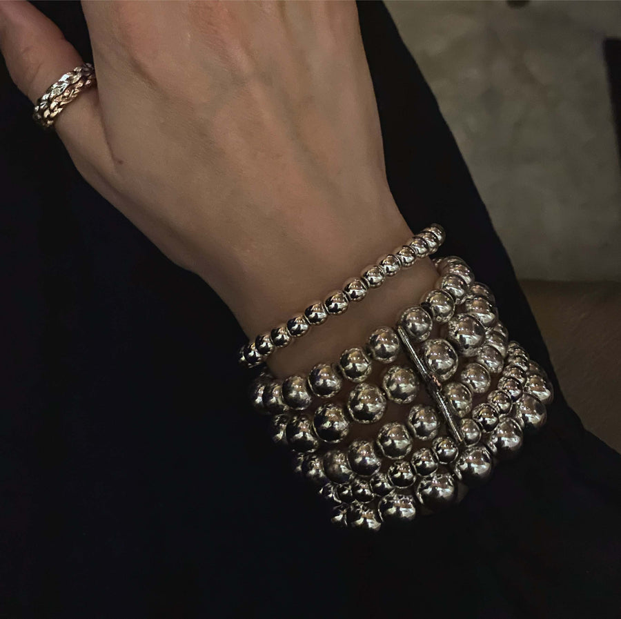 Morning Star Ceramic Beads Bracelet in silver