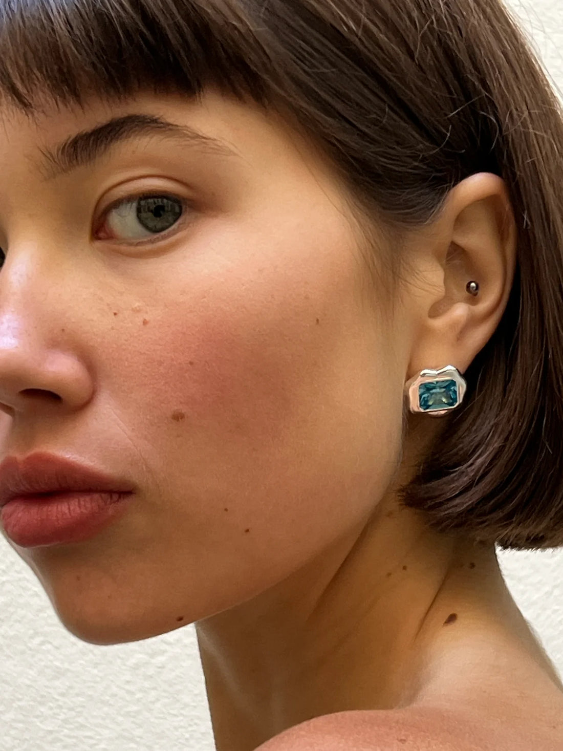 Molten Frame Studs in aquamarine