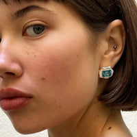 Molten Frame Studs in aquamarine
