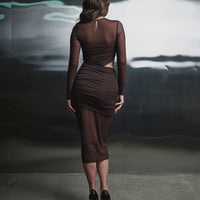 Brown Drape Dress
