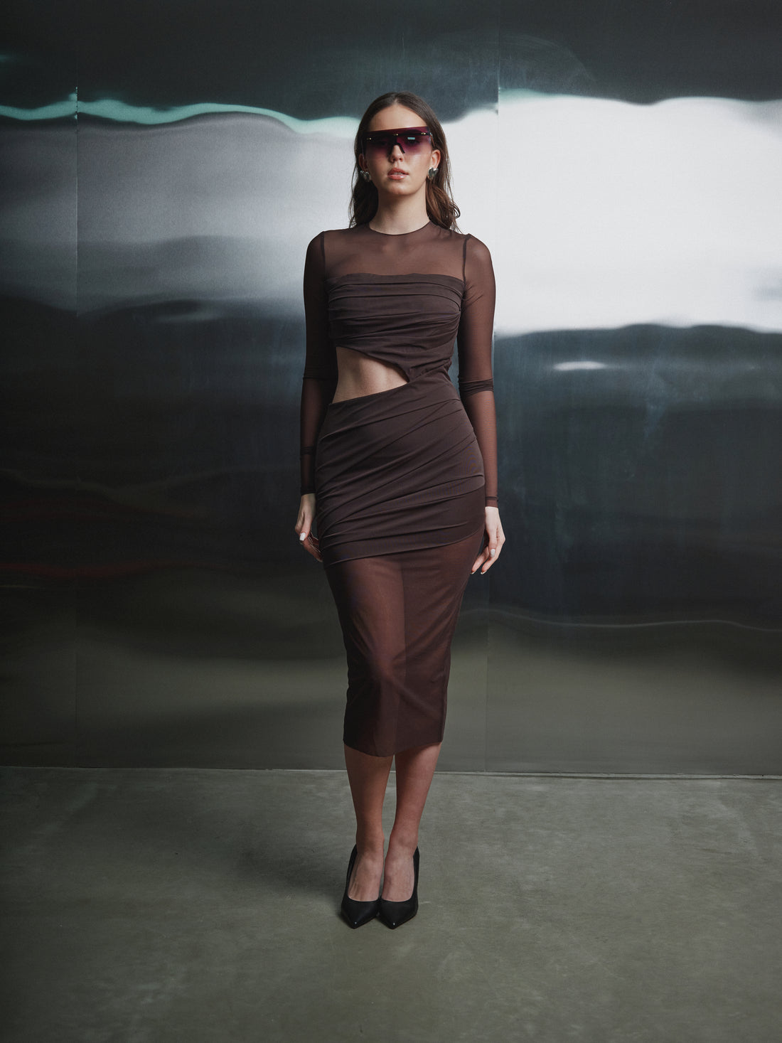 Brown Drape Dress