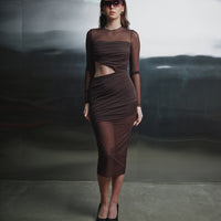 Brown Drape Dress