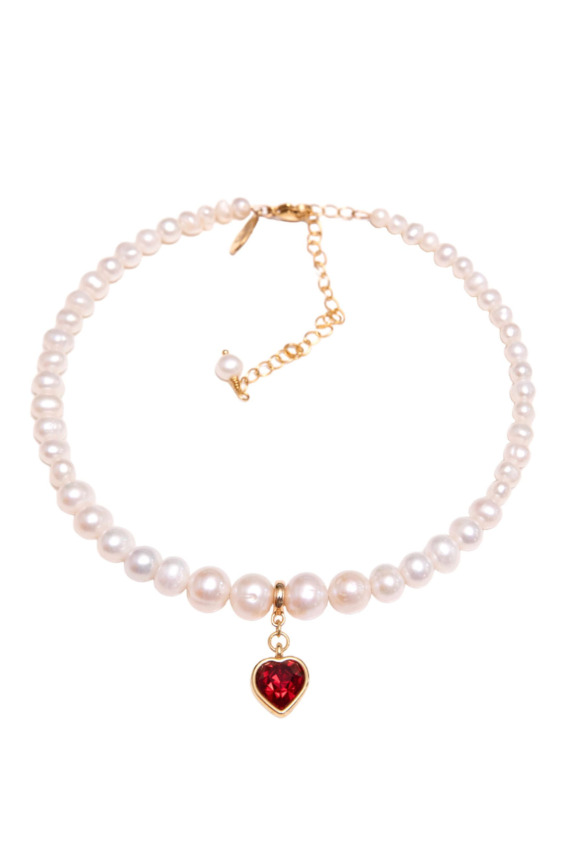 Pearls Choker With Red Heart