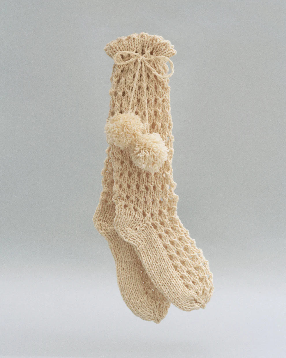 Knee Socks with Pompoms in Milk