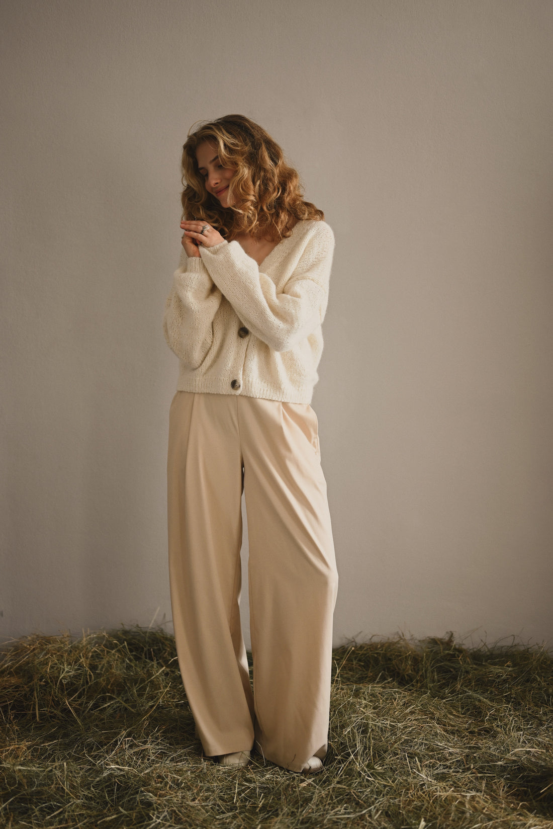 cardigan alpaca merino wool beige soft Christmas winter