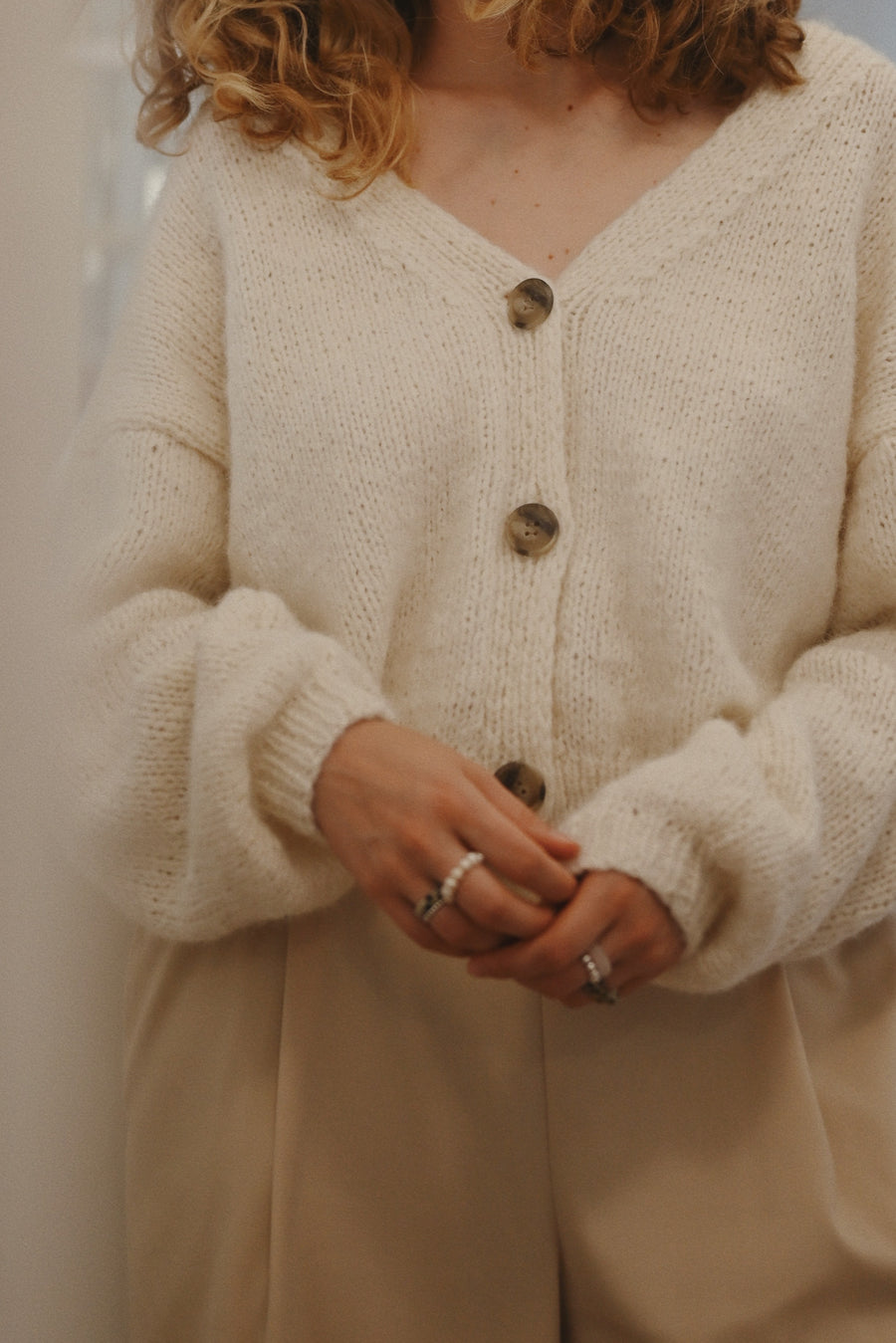 cardigan alpaca merino wool beige soft Christmas winter