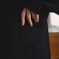 black long sleeve sweatshirt crochet handmade pocket