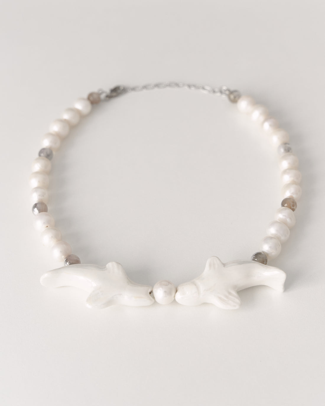Khvyli necklace with pearls and porcelain fish