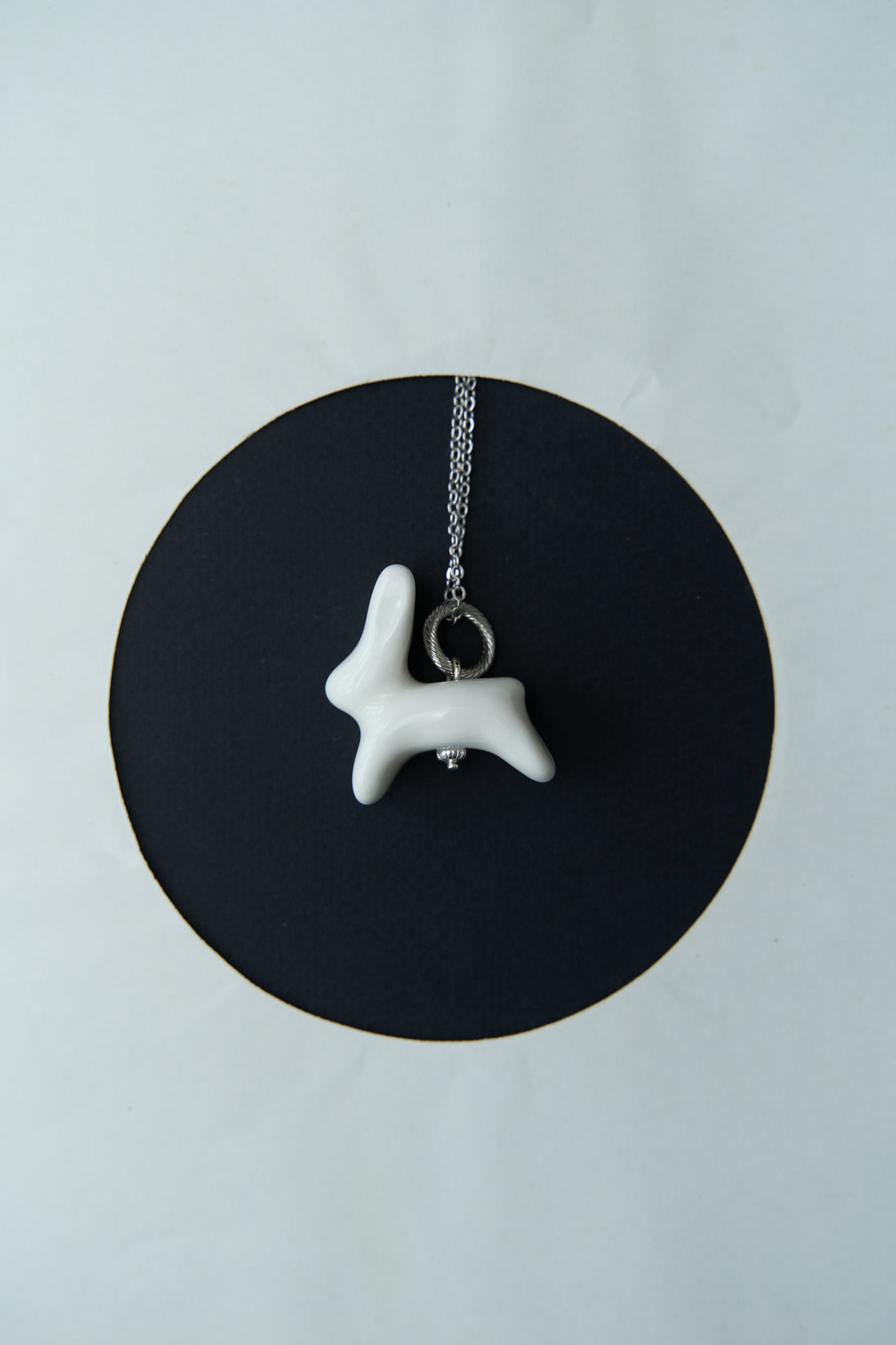 Luili Porcelain Bunny Pendant on a chain