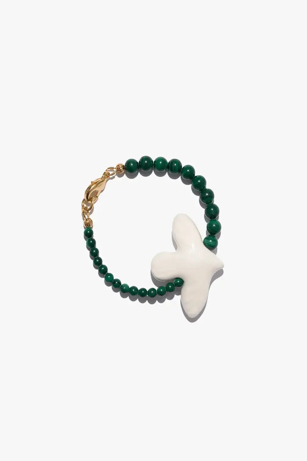 Myrni bracelet with malachite and a porcelain bird