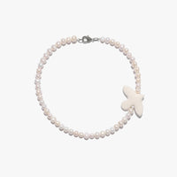 Myrni necklace with medium-sized pearls and porcelain bird