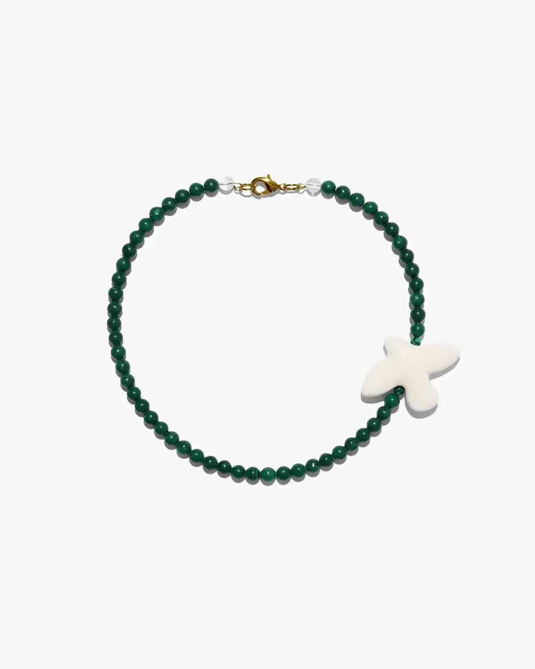 Myrni medium-sized malachite necklace with porcelain bird