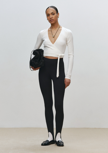 Textured Wrap Top in ivory