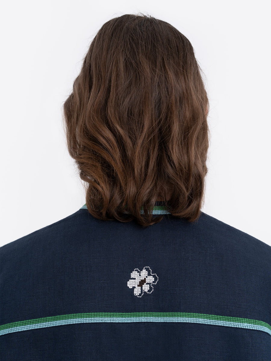Lekvar Men’s Embroidered Shirt in dark blue