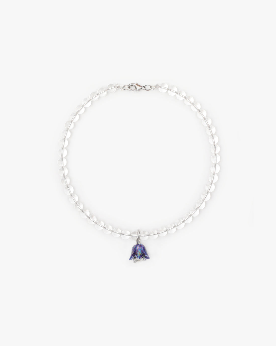 Polysk crystal necklace with blue bell flower