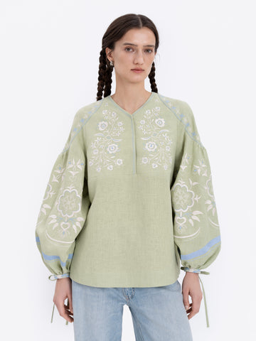 Örnek Linen Blouse in soft green