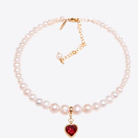 Pearls Choker With Red Heart