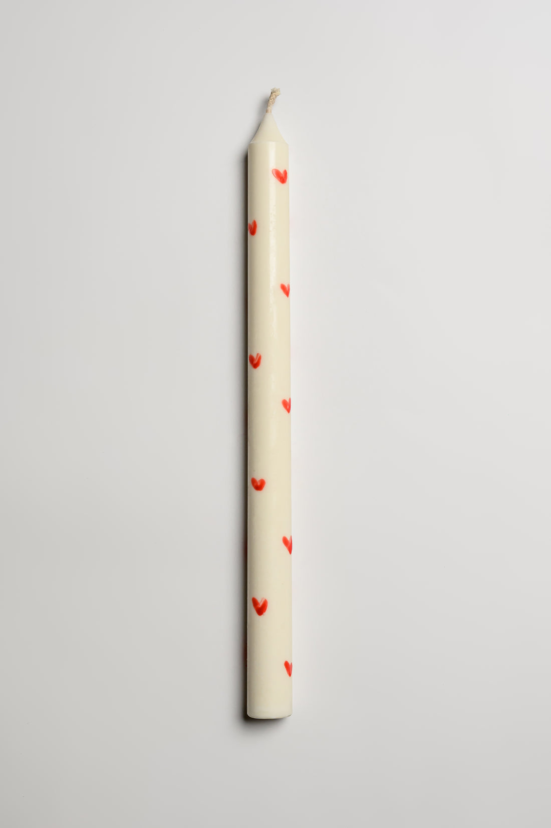 Red Hearts Taper Candles in white