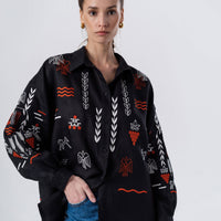 Black Slovo Vyshyvanka Shirt