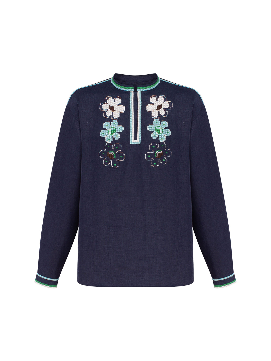 Lekvar Men’s Embroidered Shirt in dark blue