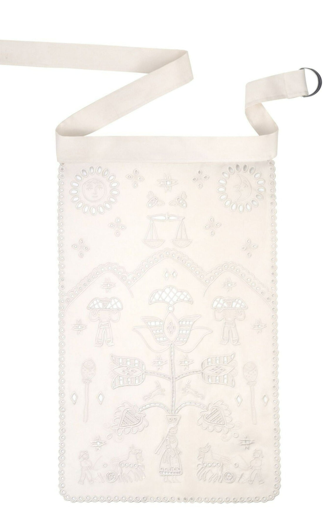 Embroidered Apron in ivory