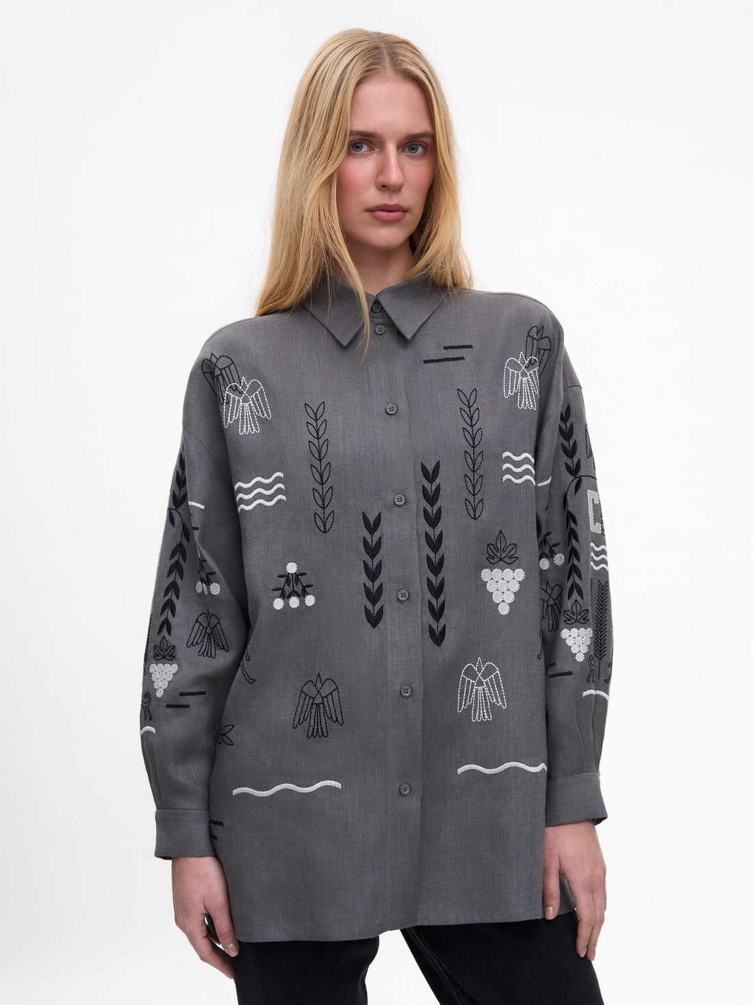 Slovo Vyshyvanka Shirt in Grey