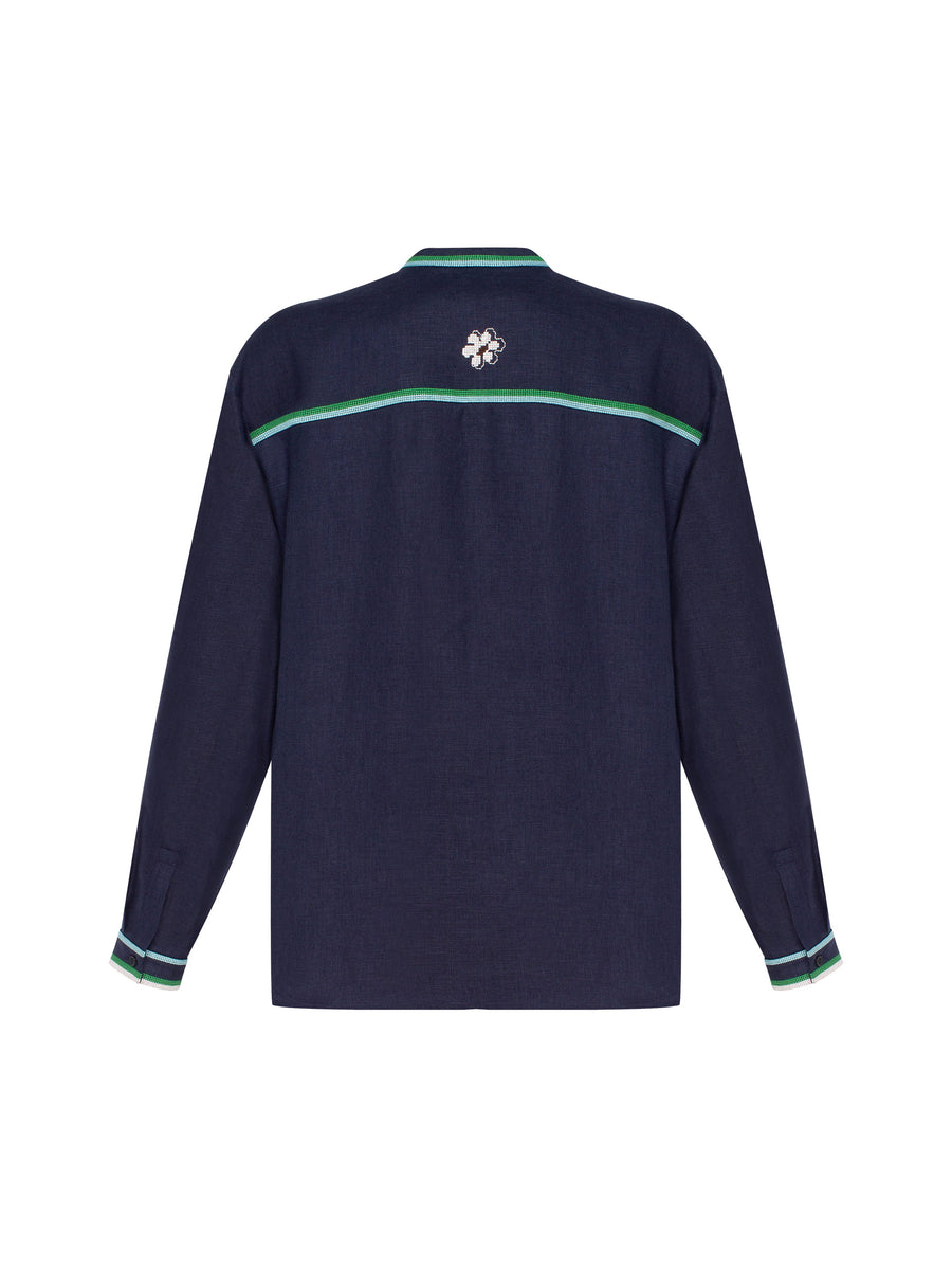 Lekvar Men’s Embroidered Shirt in dark blue