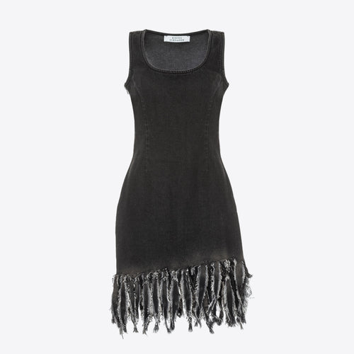 Denim Dress with Fringes