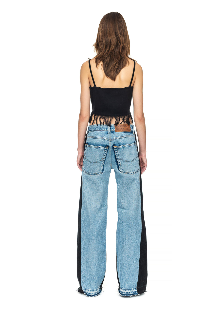 Jeans with Contrast Side Lines
