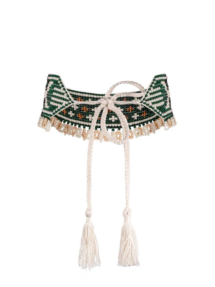 Beaded Herdan in green