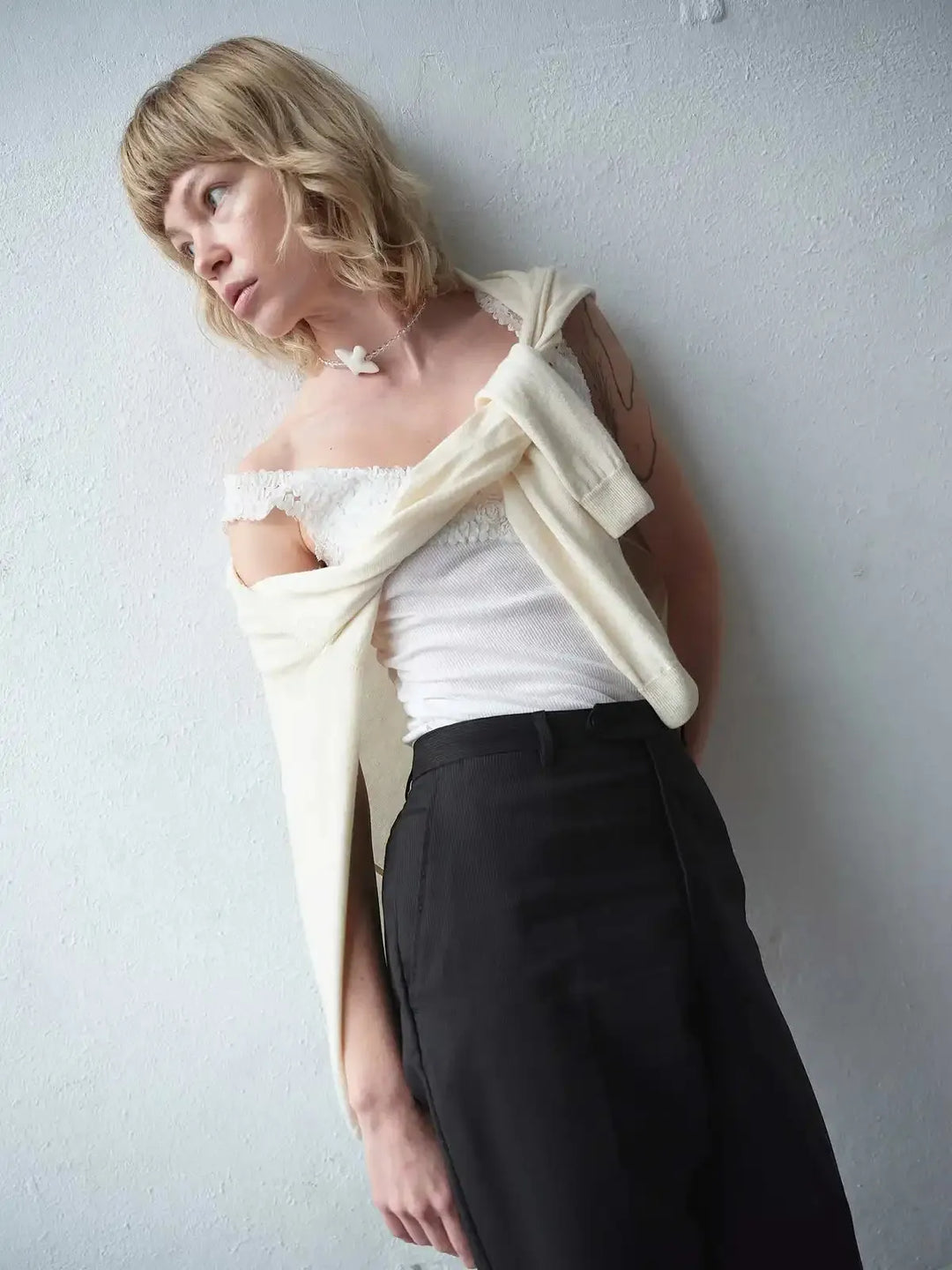 Myrni rhinestone necklace with porcelain bird