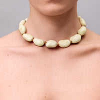 Beans Necklace in speckled yellow