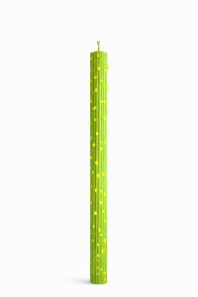 Dotted Taper Candles in green