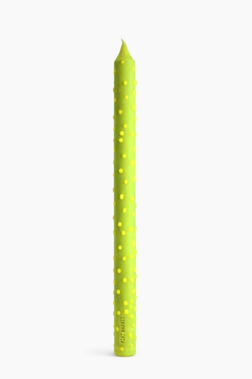 Dotted Taper Candles in green