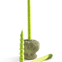 Dotted Taper Candles in green