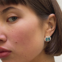 Molten Frame Studs in aquamarine