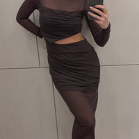 Brown Drape Dress