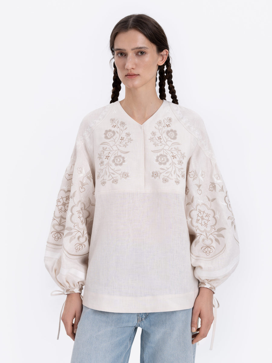Örnek Vyshyvanka Shirt in milky white