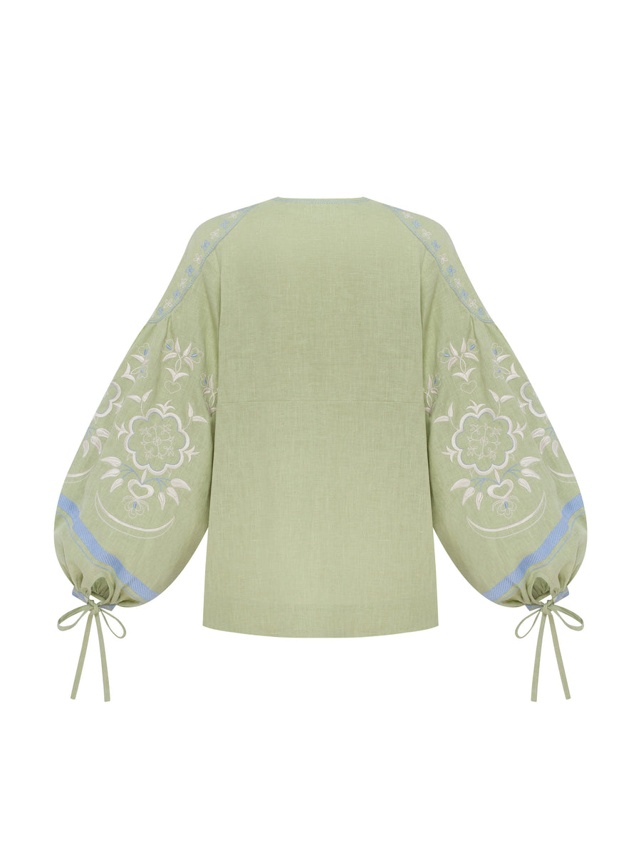 Örnek Vyshyvanka Shirt in soft green
