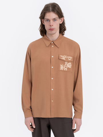 Khvylia Embroidered Shirt in sandy