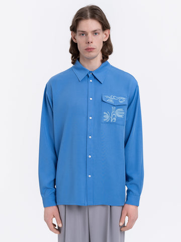 Khvylia Embroidered Shirt in blue