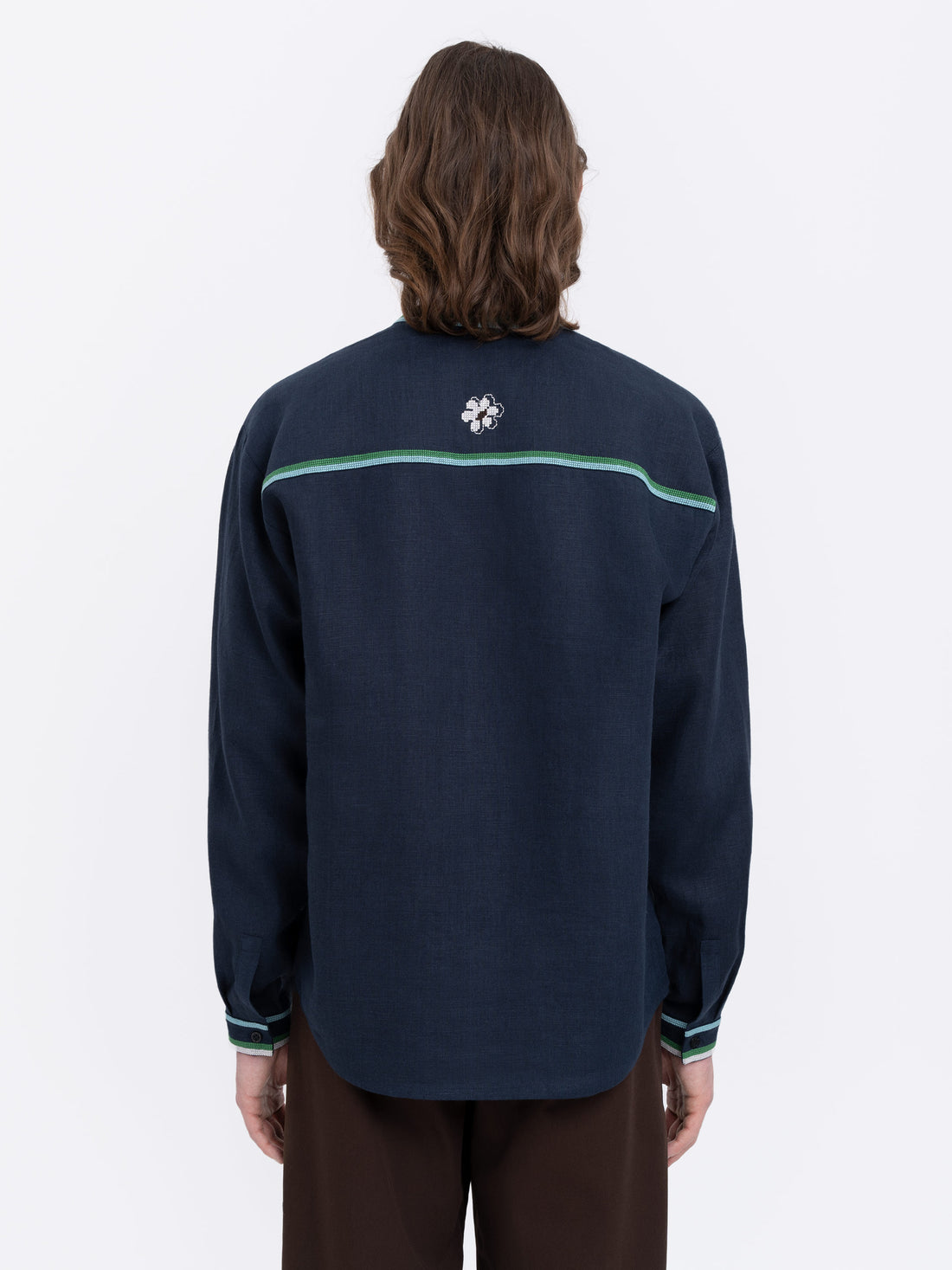 Lekvar Men’s Embroidered Shirt in dark blue