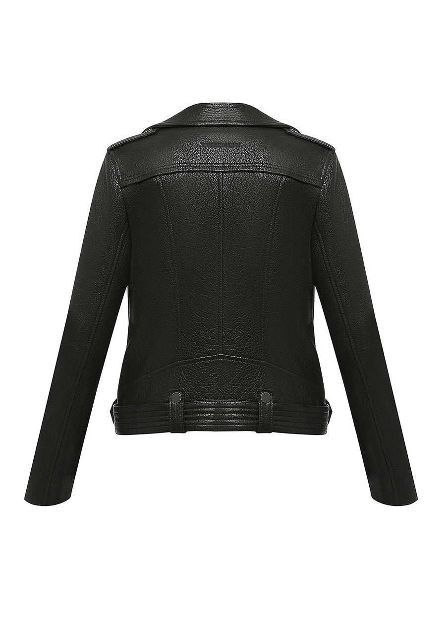 Classic leather biker jacket in black
