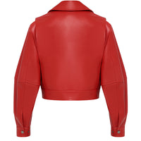 Leather biker jacket in red