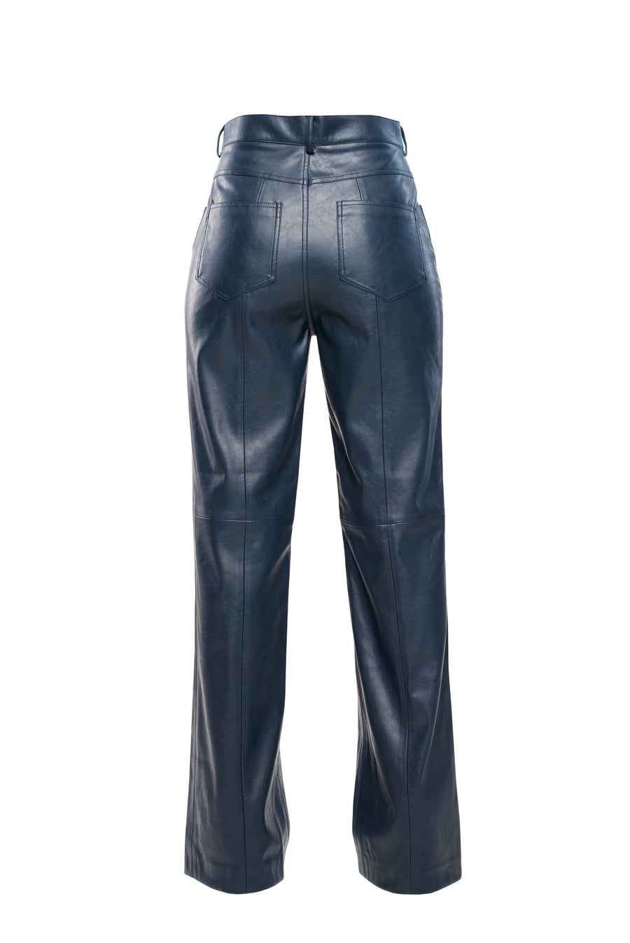 Eco Leather Trouser in Navy Blue