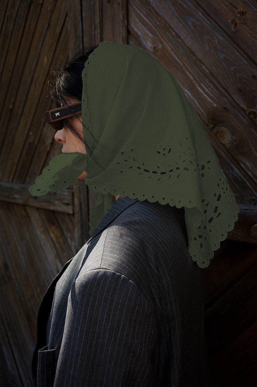 Cotton headscarf in khaki