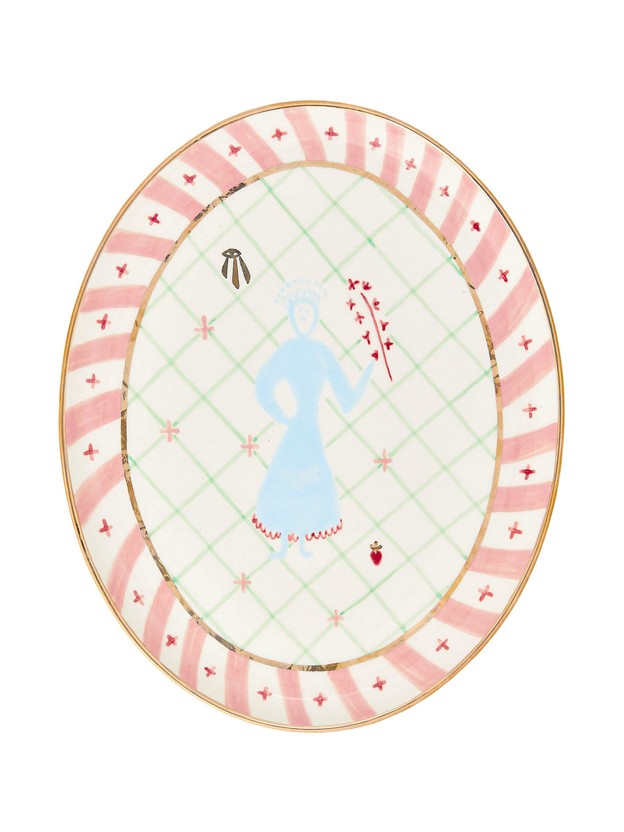 Plate with a girl motif