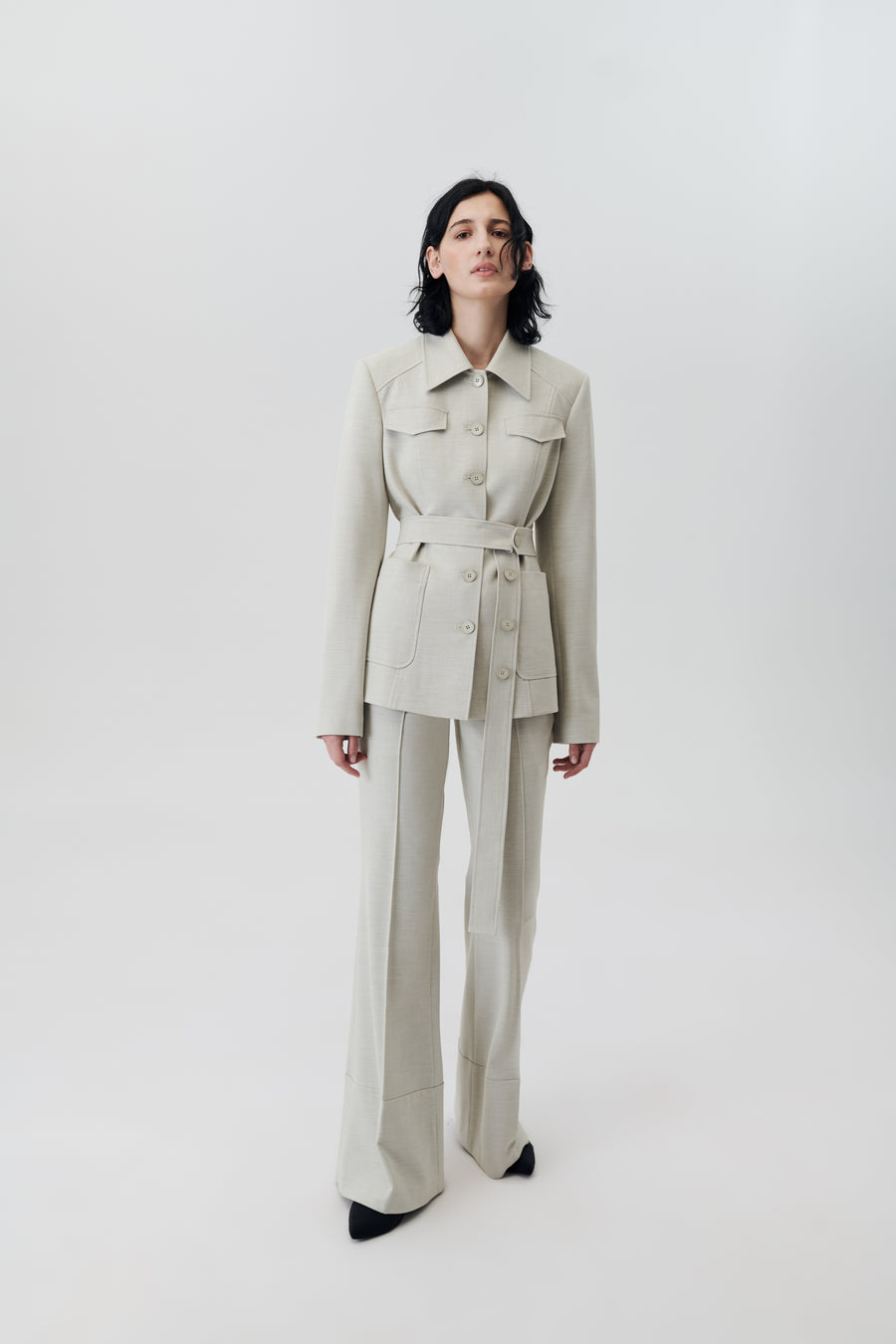 Tailored jacket with belt