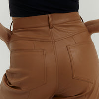 Eco Leather Trouser in Caramel